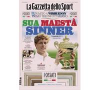 manuelkant La Gazzetta dello Sport 14 Luglio 2025 Sua Maestà SINNER Vittoria Wimbledon