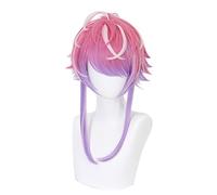 MANUKS Parrucca Anime Cosplay per Amemura Ramuda Parrucca,Pink Mix Purple Short Parrucca Capelli Sintetici,Halloween Costume Cosplay,per Festa Carnevale Natale