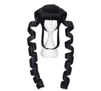 MANUKS Parrucca Anime Cosplay per Celestia Ludenberg Parrucca,Long Curly Black Parrucca Capelli Sintetici,Halloween Costume Cosplay,per Festa Carnevale Natale