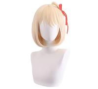 MANUKS Parrucca Anime Cosplay per Chisato Nishikigi Parrucca,Yellow Bob Parrucca Capelli Sintetici,Halloween Costume Cosplay,per Festa Carnevale Natale