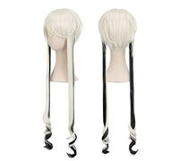 MANUKS Parrucca Anime Cosplay per Ghost Quartz Parrucca,Mixed Colour Long Curly Parrucca Capelli Sintetici,Halloween Costume Cosplay,per Festa Carnevale Natale