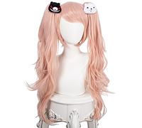 MANUKS Parrucca Anime Cosplay per Junko Enoshima Parrucca,Pink Lolita Long Parrucca Capelli Sintetici,Halloween Costume Cosplay,per Festa Carnevale Natale