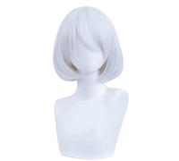 MANUKS Parrucca Anime Cosplay per Nemu Aohitsugi Parrucca,Short Silver White Parrucca Capelli Sintetici,Halloween Costume Cosplay,per Festa Carnevale Natale