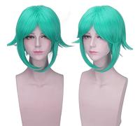 MANUKS Parrucca Anime Cosplay per Phosphophyllite Parrucca,Short Green Parrucca Capelli Sintetici,Halloween Costume Cosplay,per Festa Carnevale Natale