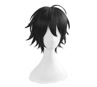 MANUKS Parrucca Anime Cosplay per Saburo Yamada Parrucca,Short Black Parrucca Capelli Sintetici,Halloween Costume Cosplay,per Festa Carnevale Natale