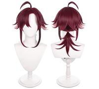 MANUKS Parrucca Anime Cosplay per Shikanoin Heizou Parrucca,Red Ponytail Parrucca Capelli Sintetici,Halloween Costume Cosplay,per Festa Carnevale Natale