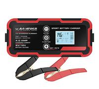 Manusage Caricatore intelligente completamente automatico da 4 Amp, caricabatterie portatile per auto da 6 V e 12 V, manutenzione batteria, caricabatterie per trickle, desolfatore della batteria con
