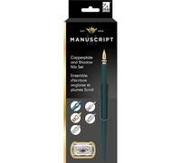 MANUSCRIPT Set di 5 pennini in rame e ombra, supporto verde