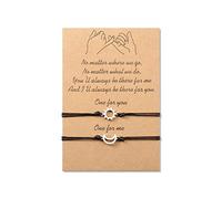MANVEN 2 Pezzi Bracciale Migliore Amico Mignolo Promessa Corrispondenza Lunga Distanza Sole e Luna Braccialetti in Acciaio Inossidabile Regalo per Donne Ragazze Mamma Famiglia