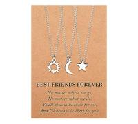 MANVEN 3Pcs Sole e Luna Collana Dell'amicizia Regalo Migliore Amica | Regalo Amiche Sorelle Mamme e Figlie Ragazze Donne BFF Compleanno Festa della mamma Stelle