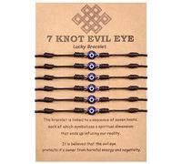 MANVEN 6 Pezzi Bracciale Malocchio Occhio Turco Braccialetto Kabbalah Intrecciato Rakhi Portafortuna Filo del Destino Regali Uomini Donne Ragazzi Ragazze Protezione