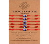 MANVEN 6 Pezzi Braccialetti Malocchio Bracciale a 7 nodi Braccialetto Kabbalah Rakhi Intrecciato Portafortuna Filo Rosso del Destino Regali per Uomini Donne Ragazzi Ragazze Protezione