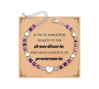MANVEN Bracciale Donna, Idea Regalo Donna Originale Per Ragazza Adolescente Mamma Sorella Amicizia Nipote, Gioielli Regali di Compleanno San Valentin Natale Bracciale in Pietra Naturale Viola