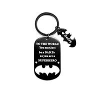 MANVEN Portachiavi Regalo per il Compleanno di Papà, Uomo Ciondolo Eroe Portachiavi Regalo per Papà (Nero)