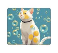 Many Bubbles And A Cat Tappetino Scrivania Portatile Mousepad Piccolo Mouse Pad for Accessori Scrivania Laptop Computer 25X30Cm