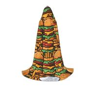 many cute hamburgers S stampato Halloween Wizard mantello | Costume per feste a tema | Mantello cosplay adulto/giovani | Taglie S M L