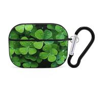 Many Green Clover AirPods Pro 2, custodia protettiva rigida antiurto, per donne e uomini, compatibile con custodia Airpod Pro di 2a/1a generazione con portachiavi, nero