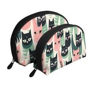 Many Horses - Set di 2 trousse da viaggio con cerniera, per cosmetici, Adorabili gatti cartoni, Taglia unica