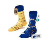 Many Mornings, Calze unisex motivo Note musicali blu, giallo 43-46