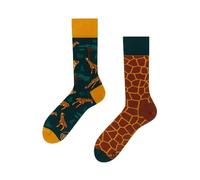 Many Mornings - The Giraffa / Giraffa - Mismatched, calzini disuguali - Giraffa, Verde, marrone, 35-38