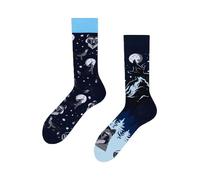 Many Mornings - Winter Wolf - Calze Mismtached con lupo, Blu, 39-42