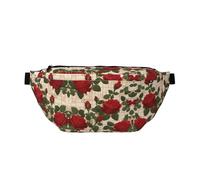 Many Red Roses - Marsupio a tracolla grande, regalo per godersi sport, festival, allenamento, viaggi, corsa, casual, nero, taglia unica, Nero , Taglia unica