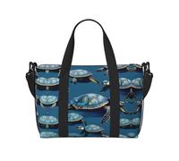 Many Sea Turtle-Blue Print Tote Crossbody Borsa da viaggio con zip Borsa casual per gite nel fine settimana e palestra shopping, Nero , Taglia unica, Borsa da viaggio