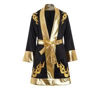 Manyakai Costume Boxeo Bambini Abito Con Cappuccio E Maniche Lunghe Mantello Boxeo Con Patchwork Metallico E Cintura Sportswear Oro nero 13-14 anni