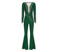 Manyakai Donna Body Pattinaggio Artistico Ginnastica Ginnastica Strass Brillante Tutù Svasato Body Da Danza Leotard Balletto Verde scuro S