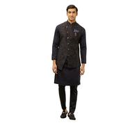 Manyavar Self Design Kurta - Set pigiama da uomo, Blu, L