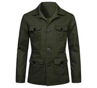 MANYMANY Blazer Safari da Uomo Giacca Safari in Lino a Maniche Lunghe Capispalla Leggero Safari Slim Fit da Uomo