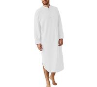 MANYMANY Camicia da Notte da Uomo Camicia da Notte in Cotone Abito Lungo Camicia da Notte da Uomo con Collo a Fascia Musulmana araba Musulmana