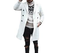 MANYMANY Cappotto da Uomo Bianco da Uomo Elegante Giacca Lunga 3/4 da Uomo Cappotto Invernale Spesso con Tasche
