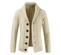 MANYMANY Cardigan da Uomo con Collo a Scialle con Bottoni Cardigan da Uomo in Maglia a trecce Giacca con Maglione Lavorato a Maglia Grossa