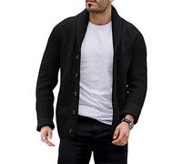 MANYMANY Cardigan da Uomo in Maglia con Collo a Scialle con Bottoni Giacca da Uomo in Cardigan Lavorato a Maglia Pesante Casual