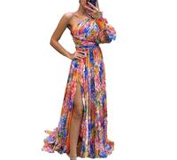 MANYMANY Donne Sexy Una Spalla 3D Fiore Tulle Abiti da Prom Spaccato Abito da Sera Formale Lungo Partito Abiti da Ballo per Donna