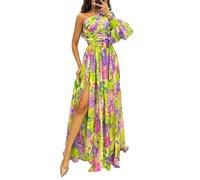 MANYMANY Donne Sexy Una Spalla 3D Fiore Tulle Abiti da Prom Spaccato Abito da Sera Formale Lungo Partito Abiti da Ballo per Donna