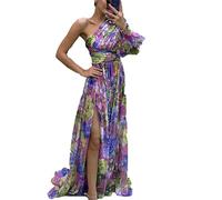 MANYMANY Donne Sexy Una Spalla 3D Fiore Tulle Abiti da Prom Spaccato Abito da Sera Formale Lungo Partito Abiti da Ballo per Donna