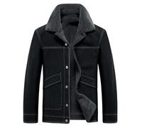 MANYMANY Giacca di Jeans Sherpa Nera per Cappotto di Jeans Foderato in Pelliccia da Uomo Giacche da Camionista in Pile Sherpa Vintage da Uomo