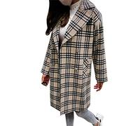 MANYMANY Giacca Scozzese Vintage da Donna Cappotto Lungo Casual a Quadri da Donna Cappotto Scozzese Autunnale Taglia 2XL
