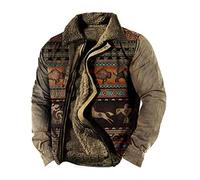 MANYMANY Giacche da Maschera da Uomo in Pile da Uomo abbottonamento in Stile Azteco abbottonate Inverno Spessa Cappotto da carico tattico.