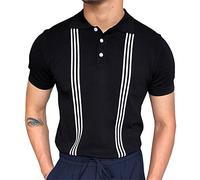 MANYMANY Polo da Uomo a Righe Vintage da Uomo Camicie da Golf con Colletto a Bavero Estivo Camicie da Golf a Maniche Corte a Blocchi di Colore
