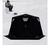 MANYOUYOU Tenda da Pesca sul Ghiaccio Isolata, Riparo da Pesca a 6 Lati per 6-10 Persone, Baracca di Ghiaccio Pop-Up, Rifugio Invernale Antivento con Borsa per Il Trasporto Black