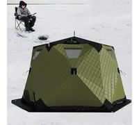 MANYOUYOU Tenda da Pesca sul Ghiaccio Isolata, Riparo da Pesca a 6 Lati per 6-10 Persone, Baracca di Ghiaccio Pop-Up, Rifugio Invernale Antivento con Borsa per Il Trasporto Green