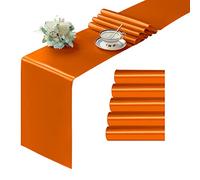 Manyshofu 4 runner da tavola in raso arancione - 30,5 x 183 cm di lunghezza, runner da tavola per feste, decorazioni luminose e lisce, runner da tavola per banchetti, chef, compleanni, buffet, cene