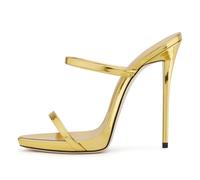 MANYUBEI Sandali con Tacco Alto da Donna, Scarpe con Tacco A Spillo Dorate da 12 Cm Scarpe Fatte A Mano Décolleté con Punta Aperta con Cinturino Sottile di Grandi Dimensioni, 39 EU,Gold