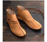 MANZH Rinascimento Medievale Stivaletti da Uomo Viking Knight Prince Scarpe Vintage in Pelle PU Scarpe Corte Piatte Cosplay Pirate Accessori per Costumi,Marrone,49