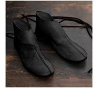 MANZH Rinascimento Medievale Stivaletti da Uomo Viking Knight Prince Scarpe Vintage in Pelle PU Scarpe Corte Piatte Cosplay Pirate Accessori per Costumi,Nero,46
