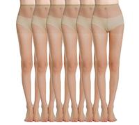 MANZI Everyday Energy - Confezione da 6 collant da donna in seta trasparente, 20 denari, morbidi, neri Nudo naturale. L