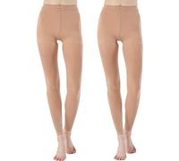 MANZI Women Footless Tights for Dance Ballet Black Tan 70 Denier(Tan,XL)